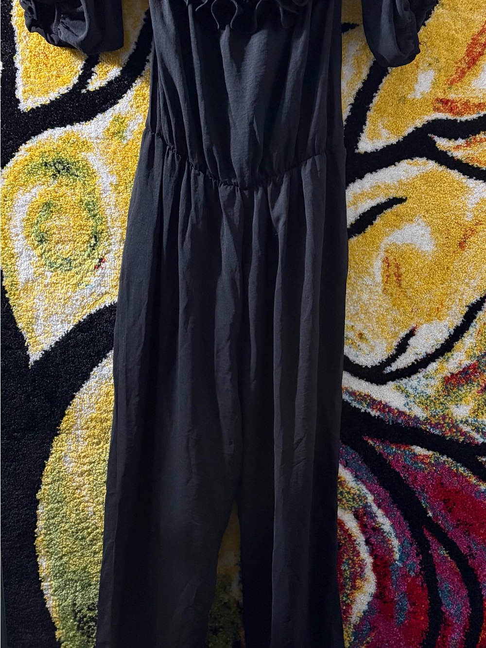 Black Off-Shoulder Ruffle Jumpsuit - Picture 4 of 4